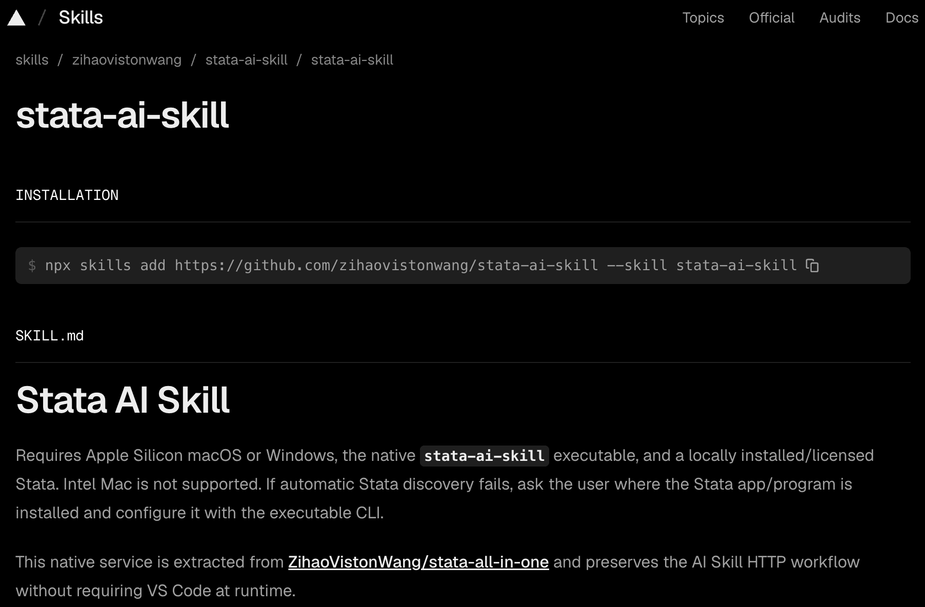 Stata AI Skill 发布页面