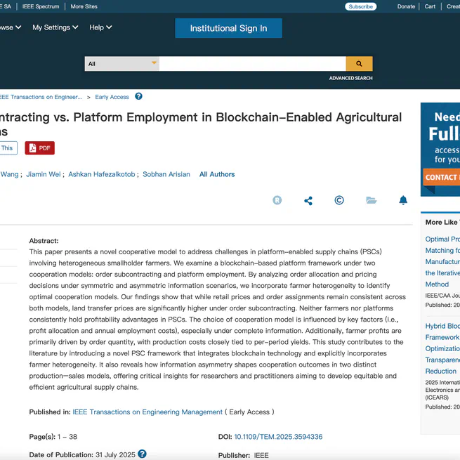 Order Subcontracting Versus Platform Employment in Blockchain-Enabled Agricultural Supply Chains